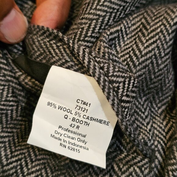 Q by Flynt Wool Cashmere Herringbone Dual Vent Unconstructed Blazer Jacket 42R - Picture 11 of 11